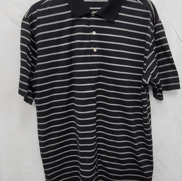 🏌‍♂️PETER MILLAR⛳️ PREMIUM💎GOLF POLO BLACK&WHITE STRIPED🏌SIZE L - Picture 8 of 8
